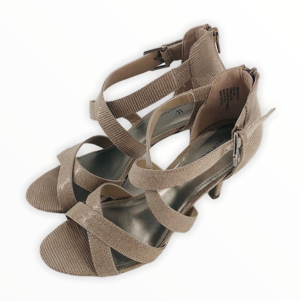 Worthington Gray Tan Strappy Heels Women’s 9